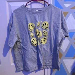 oversized tee with smiley faces